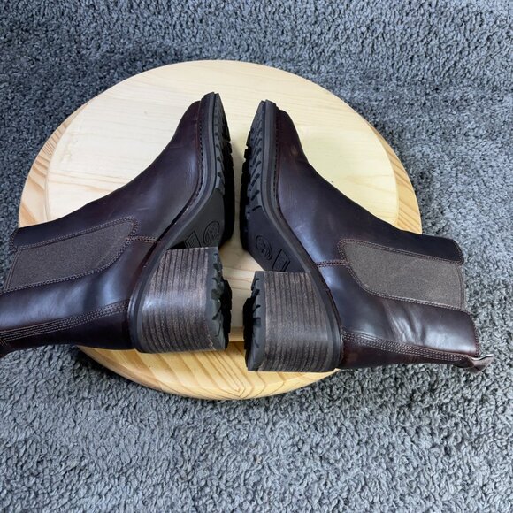 Timberland Sienna High Chelsea Boot Women Size 8 Leather Brown Block Heel Bootie - Picture 6 of 9